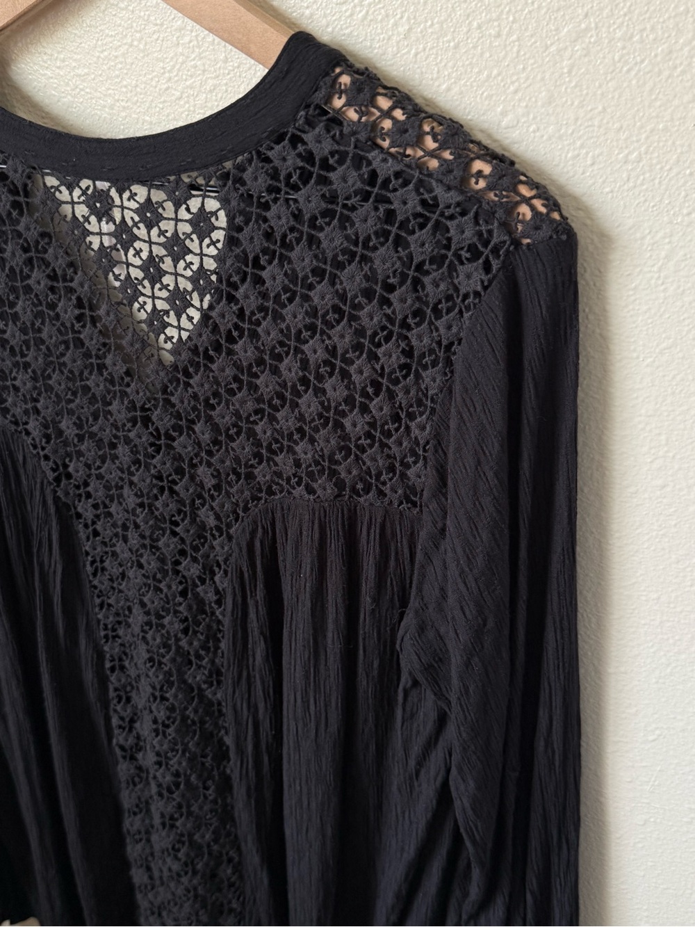 Free People Black woven-Panel Button Down Shirt - Picture 5 of 6